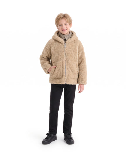kids atelier moustache Beige Zip Fleece Jacket