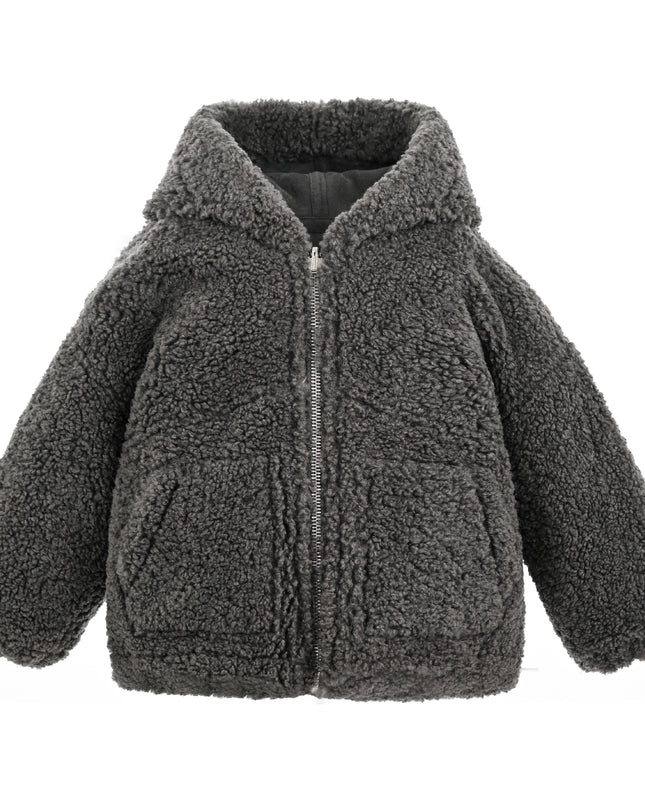 kids atelier moustache Gray Zip Fleece Jacket