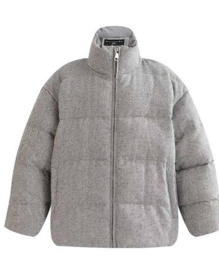 kids atelier moustache Gray Puffer Jacket with High Collar
