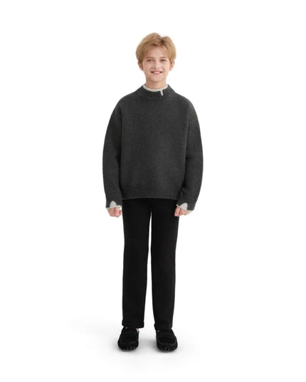 kids atelier moustache Dark Gray Classic Knit Sweater