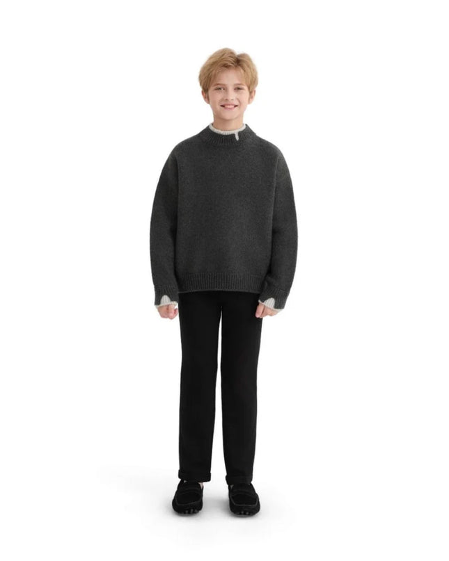 kids atelier moustache Dark Gray Classic Knit Sweater
