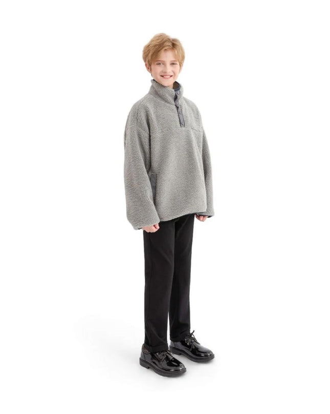 kids atelier moustache Gray Sherpa Fleece Pullover