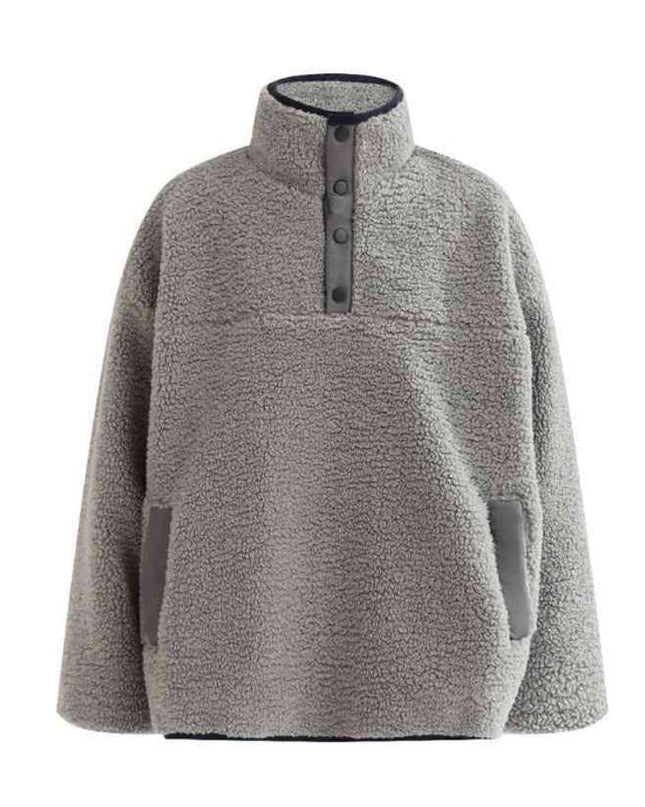 kids atelier moustache Gray Sherpa Fleece Pullover