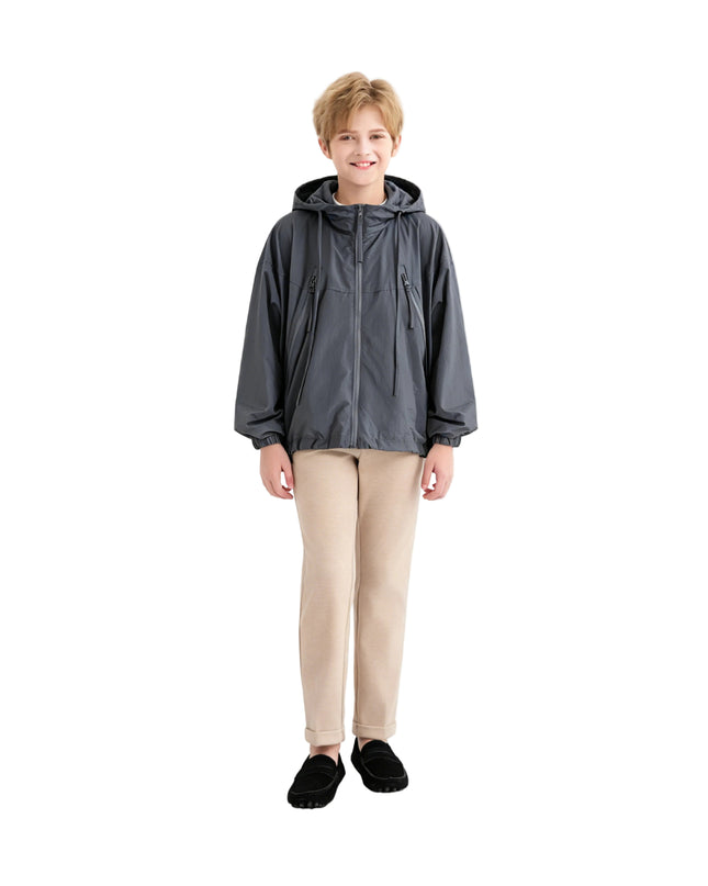 kids atelier moustache Dark Gray Hooded Windbreaker