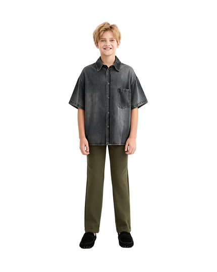kids atelier moustache Dark Gray Denim Shirt