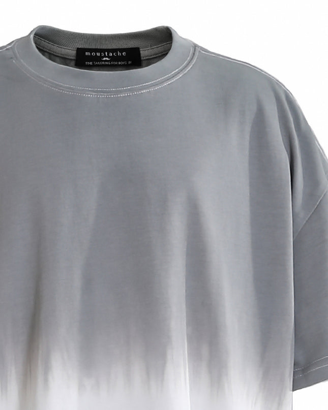 kids atelier moustache Gray to White Gradient T‑Shirt