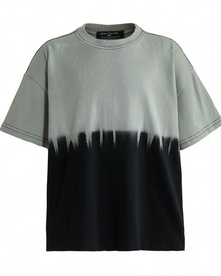 kids atelier moustache Gray to Black Dip‑Dye T‑Shirt