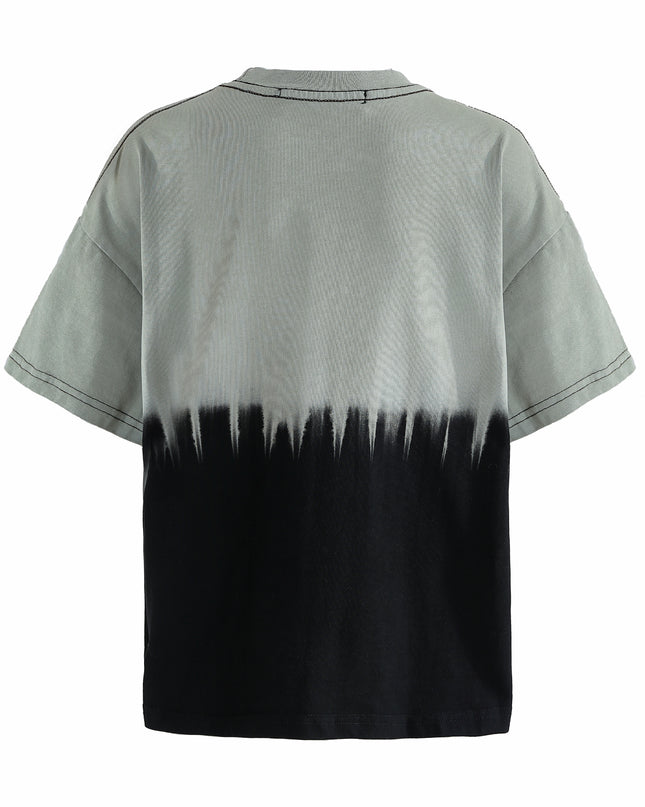kids atelier moustache Gray to Black Dip‑Dye T‑Shirt