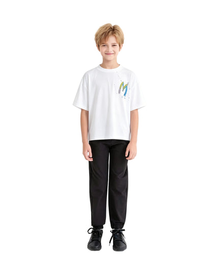 kids atelier moustache White Oversized Graphic T‑Shirt