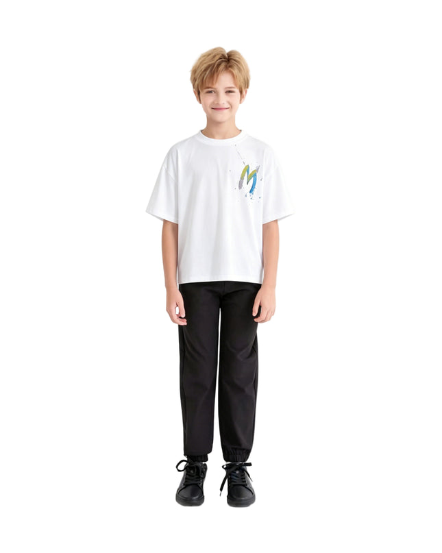 kids atelier moustache White Oversized Graphic T‑Shirt