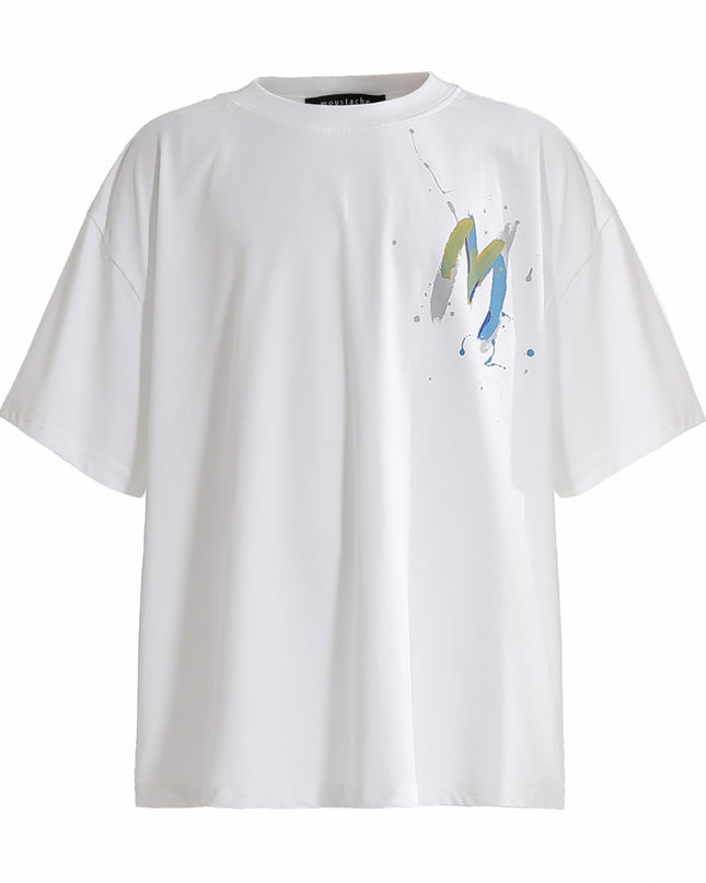 kids atelier moustache White Oversized Graphic T‑Shirt