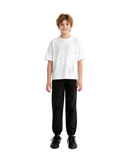 kids atelier moustache White Oversized Splatter T‑Shirt