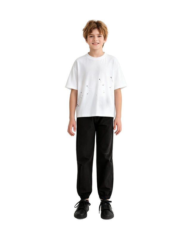 kids atelier moustache White Oversized Splatter T‑Shirt