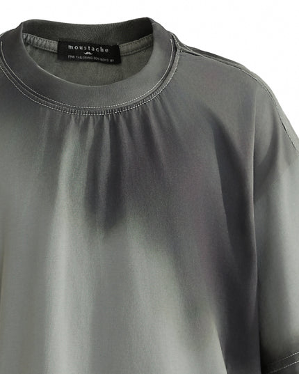 kids atelier moustache Gray Gradient Tie‑Dye T‑Shirt