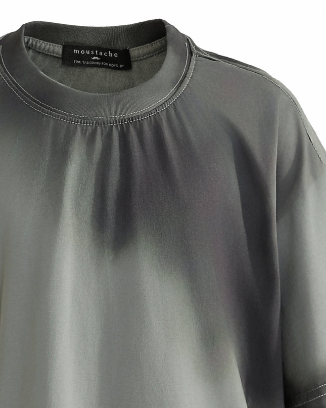 kids atelier moustache Gray Gradient Tie‑Dye T‑Shirt