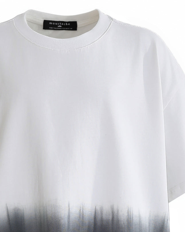 kids atelier moustache White to Gray Gradient T‑Shirt