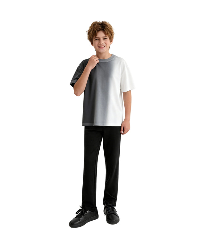 kids atelier moustache Black to White Gradient T‑Shirt