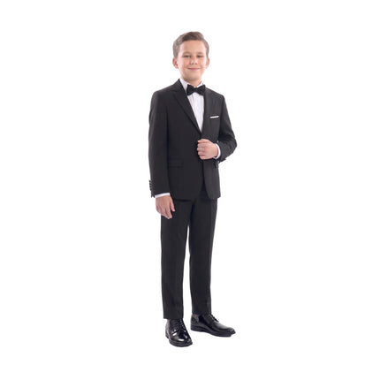 kids atelier moustache Black Single-Breasted Satin-Lapel Suit Set  