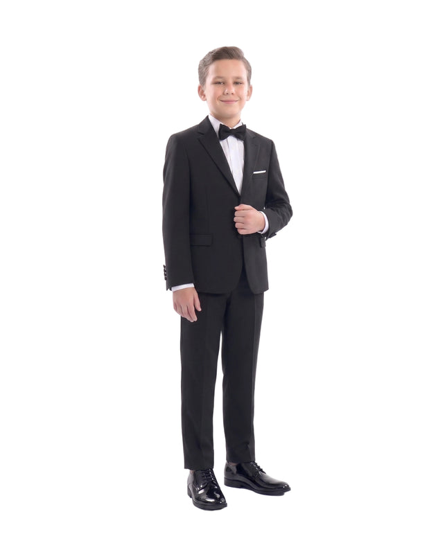 kids atelier moustache Black Single-Breasted Satin-Lapel Suit Set  