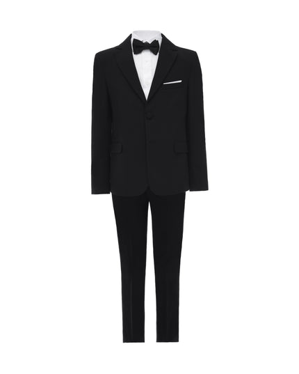kids atelier moustache Black Single-Breasted Satin-Lapel Suit Set  