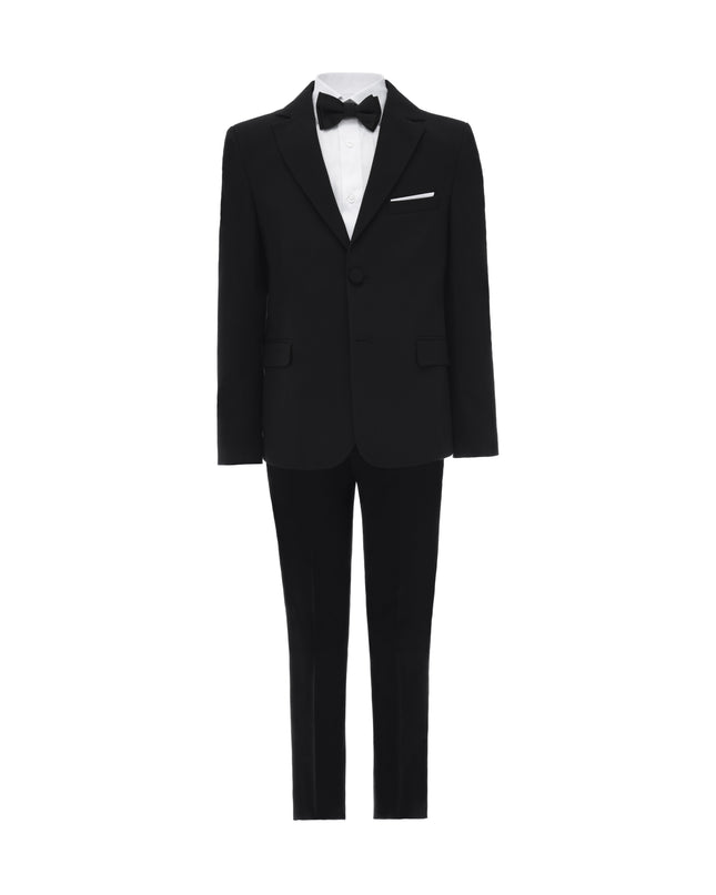 kids atelier moustache Black Single-Breasted Satin-Lapel Suit Set  