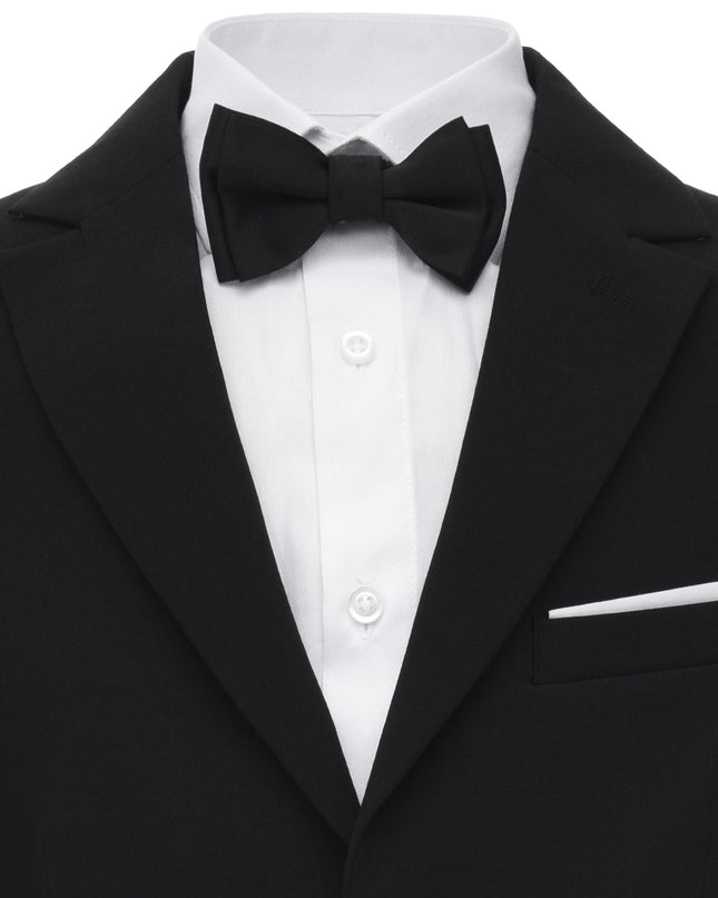 kids atelier moustache Black Single-Breasted Satin-Lapel Suit Set  