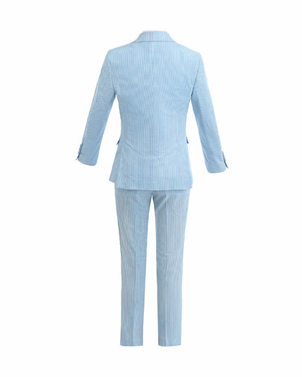 kids atelier moustache Light Blue Striped Suit Set