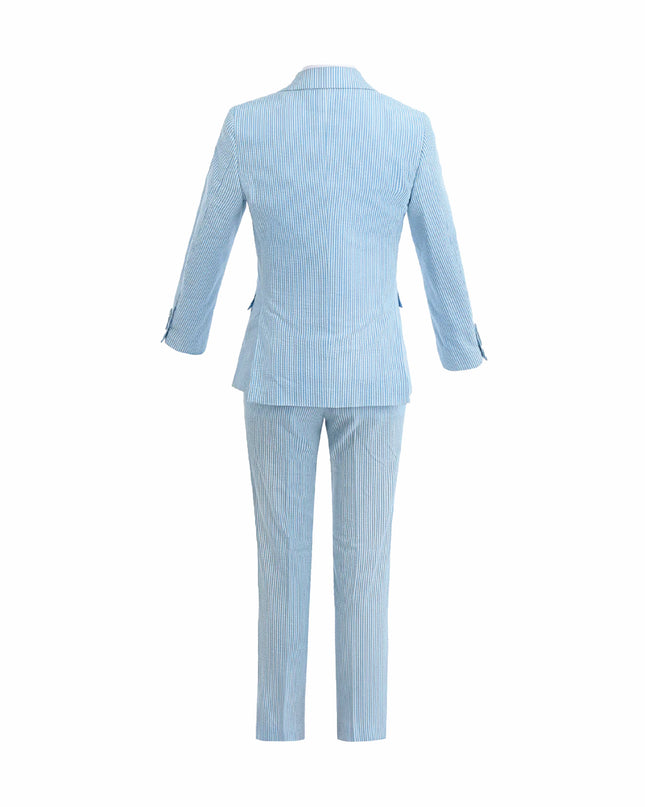 kids atelier moustache Light Blue Striped Suit Set
