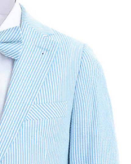 kids atelier moustache Light Blue Striped Suit Set