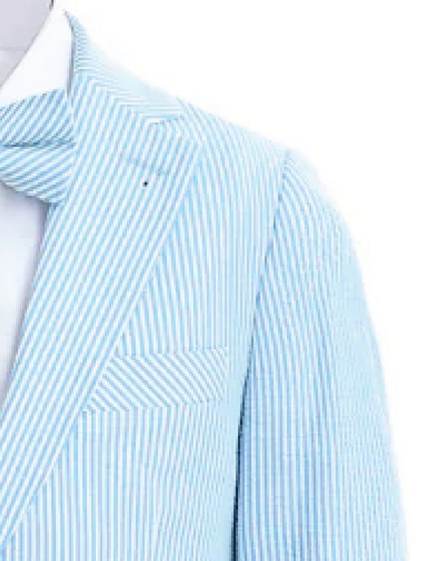 kids atelier moustache Light Blue Striped Suit Set