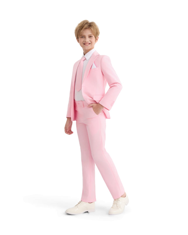 kids atelier moustache Pink Four-Piece Tailored Suit Set