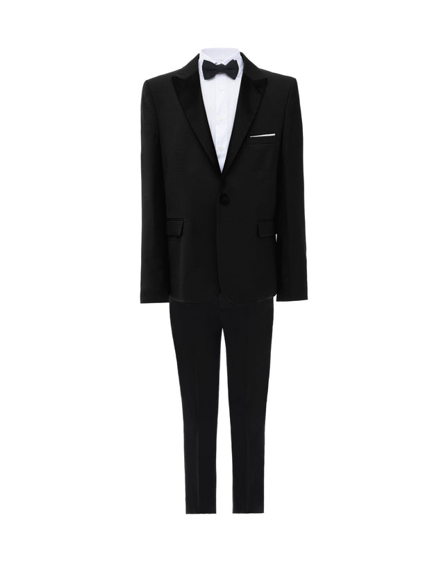 kids atelier moustache Black Satin-Lapel Formal Suit Set