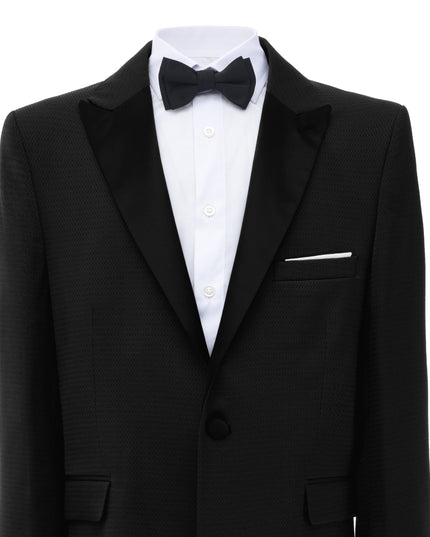 kids atelier moustache Black Satin-Lapel Formal Suit Set