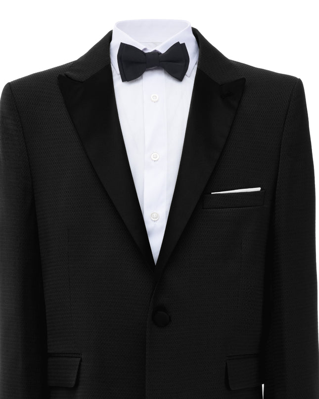 kids atelier moustache Black Satin-Lapel Formal Suit Set