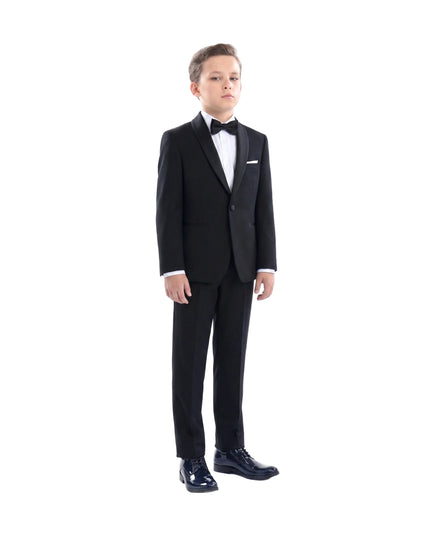 kids atelier moustache Black Suit with Black Shawl Lapel