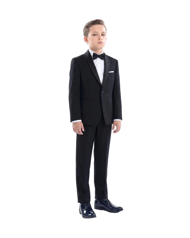 kids atelier moustache Black Suit with Black Shawl Lapel