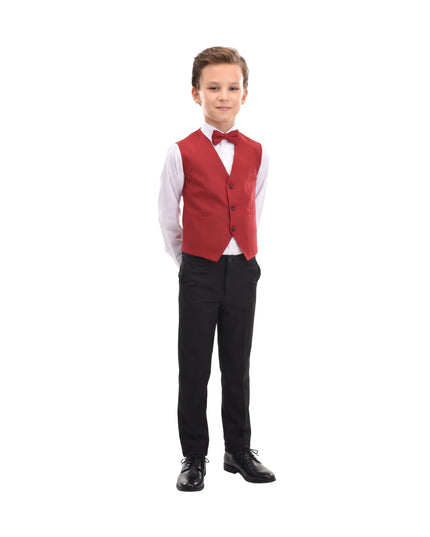 kids atelier moustache Red Lachlan Vest Outfit Set