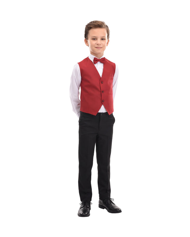 kids atelier moustache Red Lachlan Vest Outfit Set