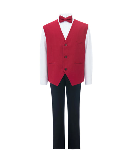 kids atelier moustache Red Lachlan Vest Outfit Set
