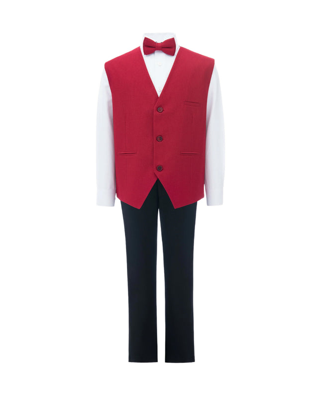 kids atelier moustache Red Lachlan Vest Outfit Set
