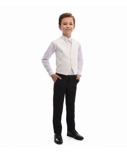kids atelier moustache Cream Taddeo Floral Vest Outfit Set