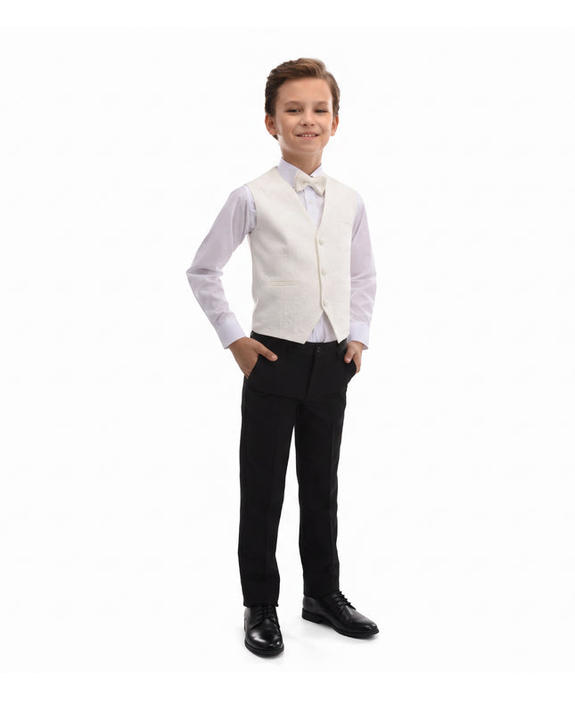 kids atelier moustache Cream Taddeo Floral Vest Outfit Set