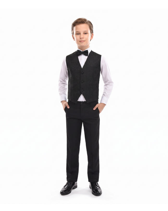 kids atelier moustache Black Nero Floral Vest Outfit Set