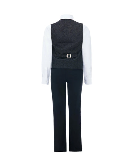 kids atelier moustache Black Nero Floral Vest Outfit Set