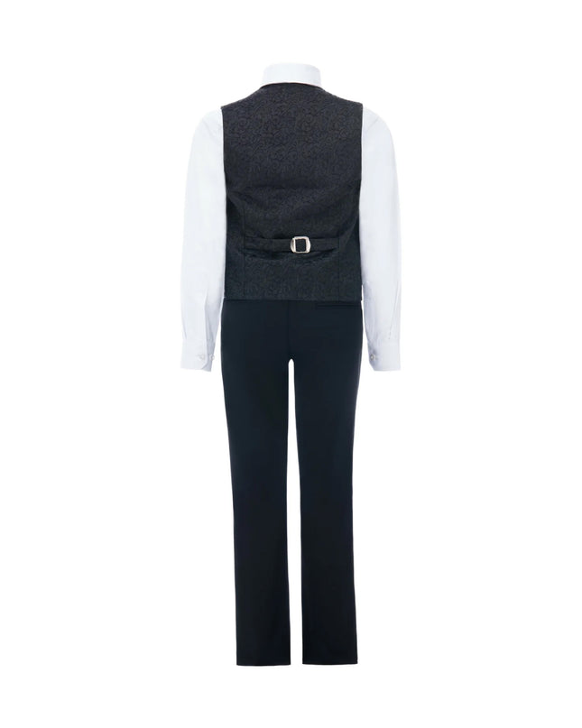 kids atelier moustache Black Nero Floral Vest Outfit Set