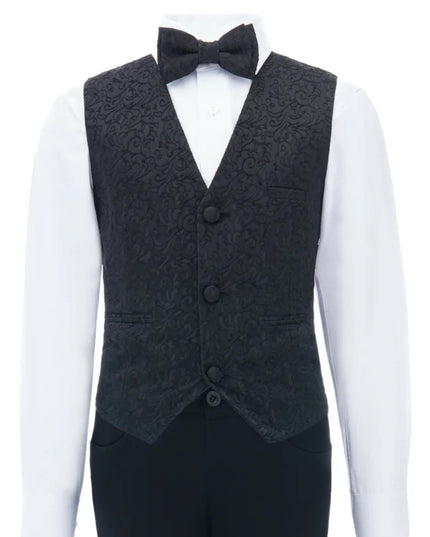 kids atelier moustache Black Nero Floral Vest Outfit Set