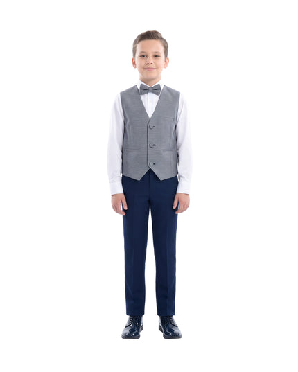 kids atelier moustache Gray Almendra Vest Outfit Set