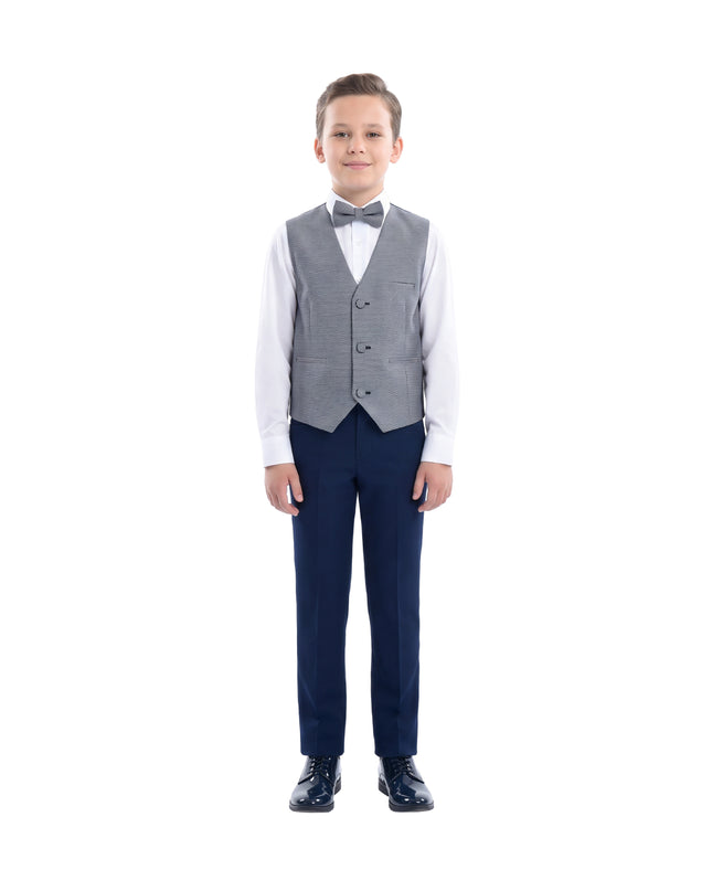 kids atelier moustache Gray Almendra Vest Outfit Set