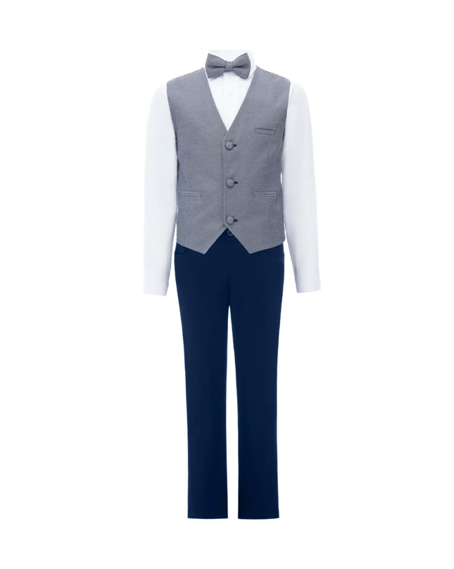 kids atelier moustache Gray Almendra Vest Outfit Set