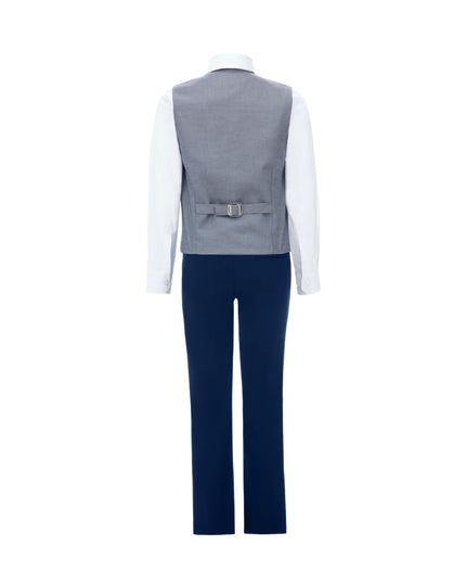 kids atelier moustache Gray Almendra Vest Outfit Set